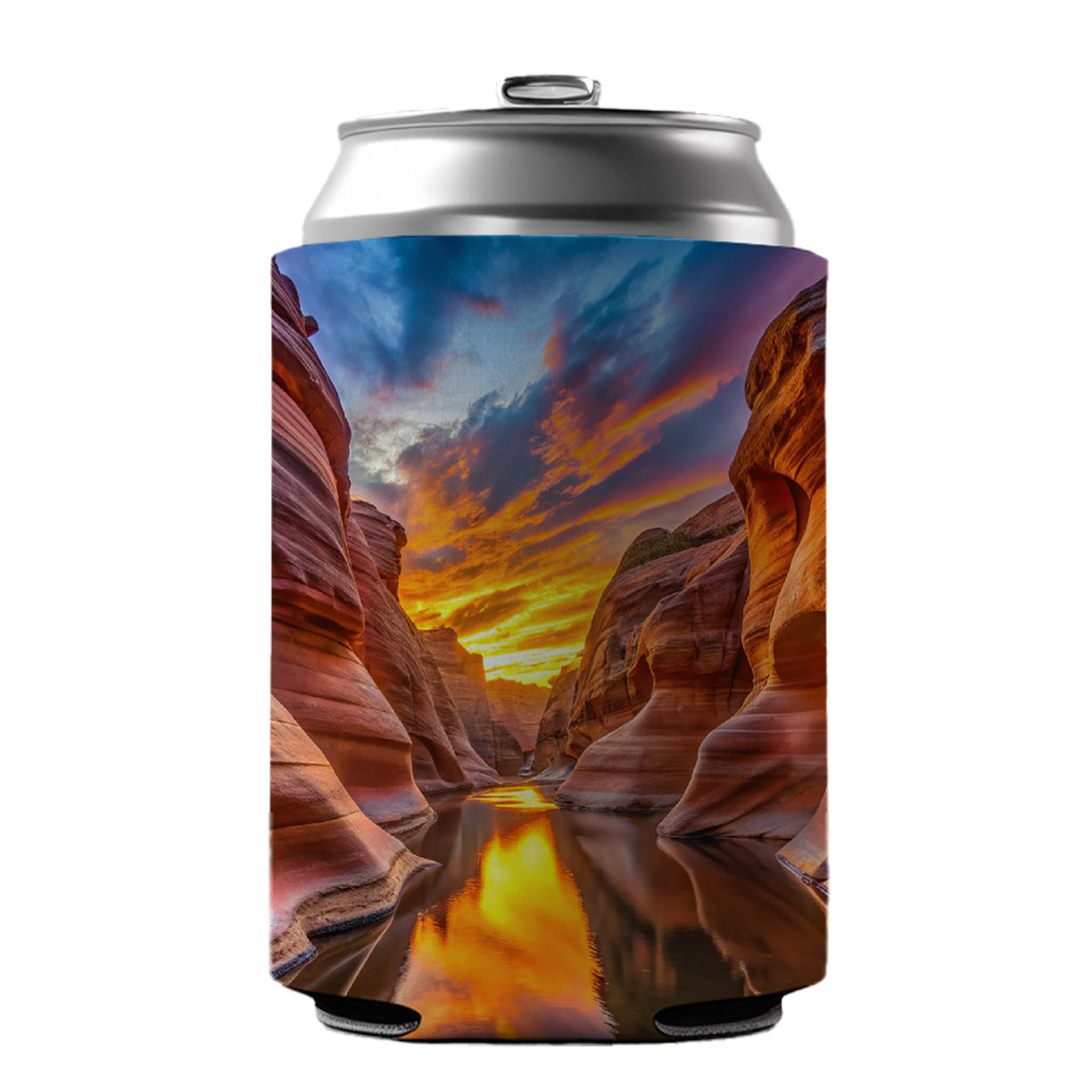 Slot Canyons And Water At Sunset Utah Arizona Can Cooler Beer Soda Drink Insulated Holder Sleeve Hugger