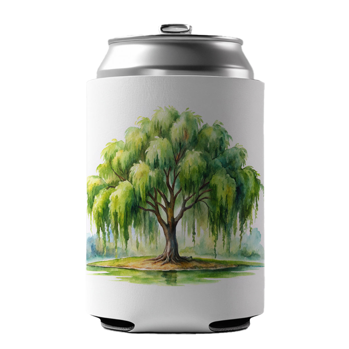 Weeping Willow Tree Watercolor Can Cooler Beer Soda Drink Insulated Holder Sleeve Hugger