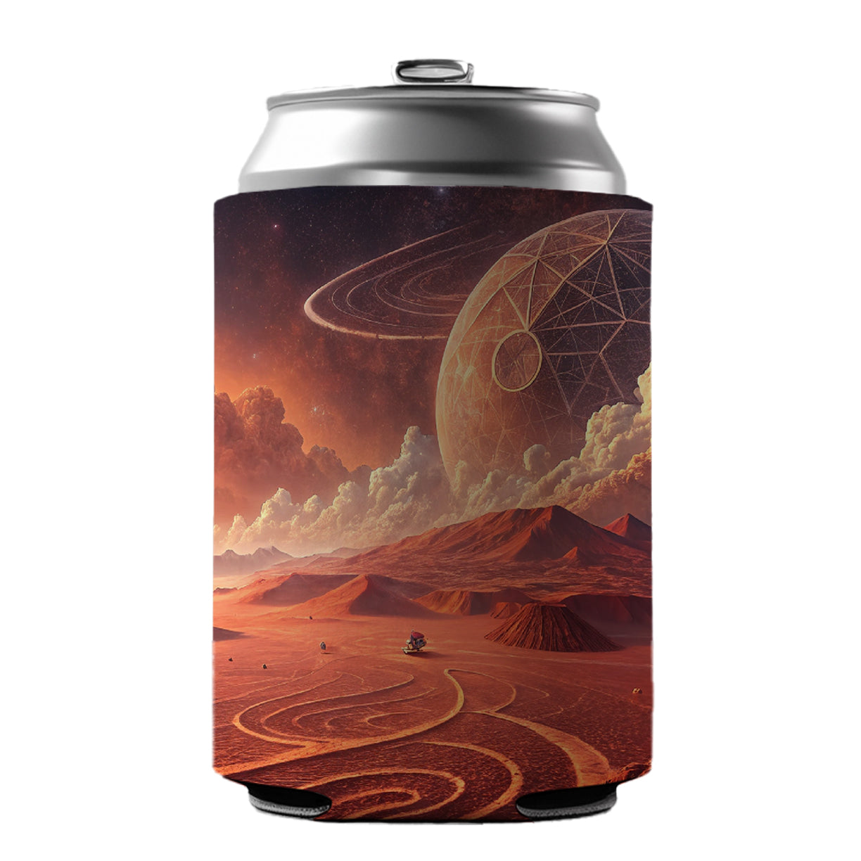 Abstract Alien Martian Sci-fi Landscape Can Cooler Beer Soda Drink Insulated Holder Sleeve Hugger