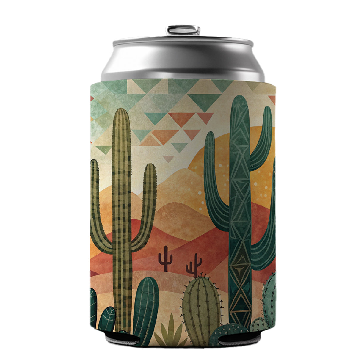 Abstract Southwestern Cactus Desert Design Can Cooler Beer Soda Drink Insulated Holder Sleeve Hugger