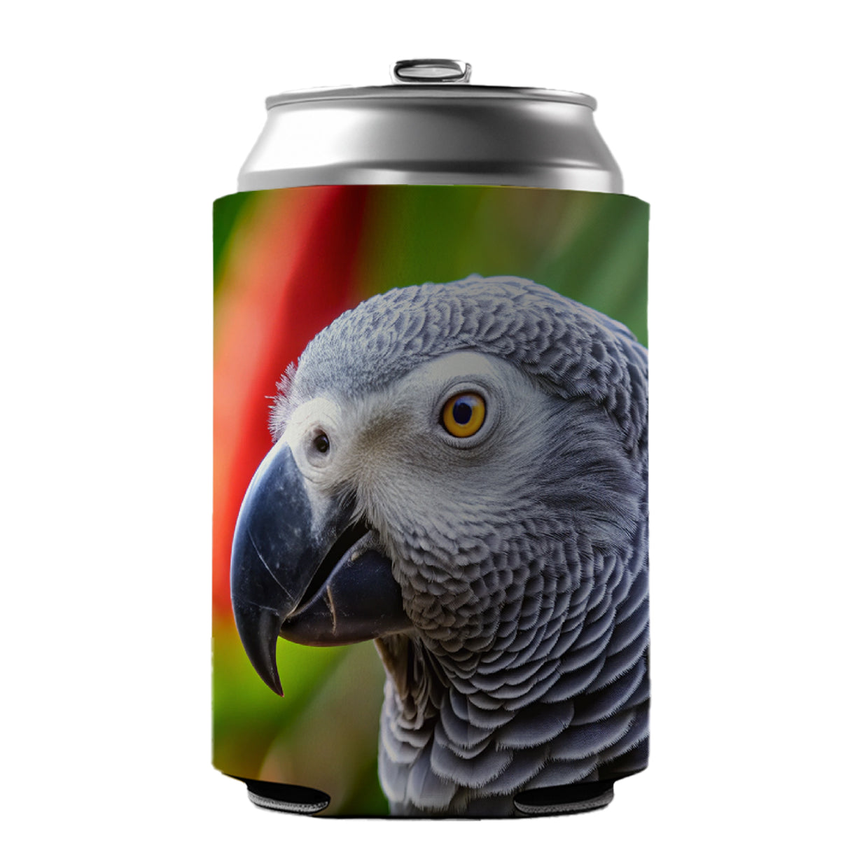 Congo African Grey Parrot Bird Can Cooler Beer Soda Drink Insulated Holder Sleeve Hugger