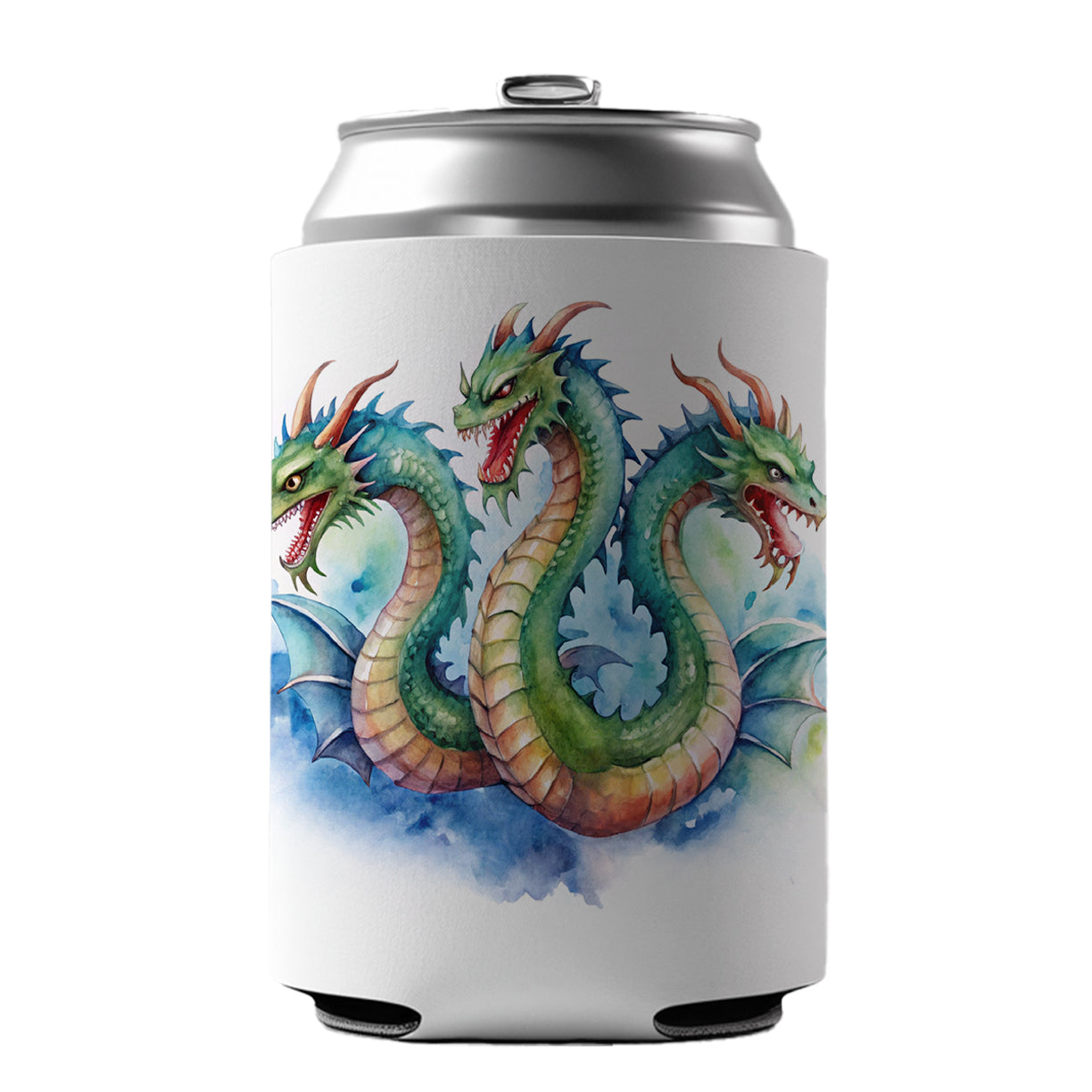 Fantasy Hydra Mythical Creature Watercolor Can Cooler Beer Soda Drink Insulated Holder Sleeve Hugger