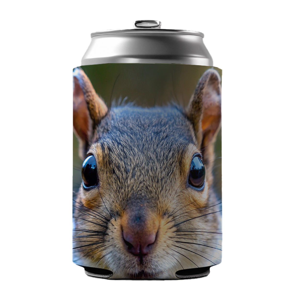 Gray Squirrel Face Can Cooler Beer Soda Drink Insulated Holder Sleeve Hugger