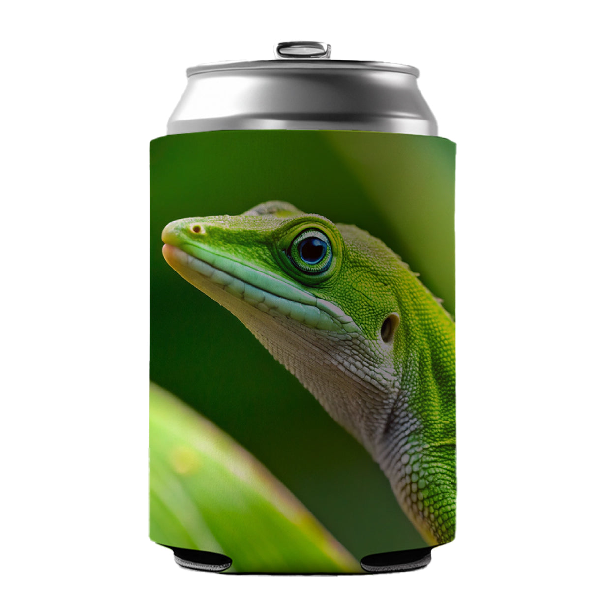 Green Anole Lizard Reptile Can Cooler Beer Soda Drink Insulated Holder Sleeve Hugger
