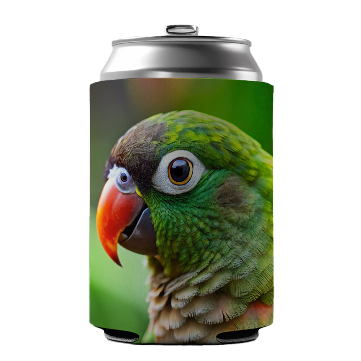 Green Conure Parakeet Bird Can Cooler Beer Soda Drink Insulated Holder Sleeve Hugger
