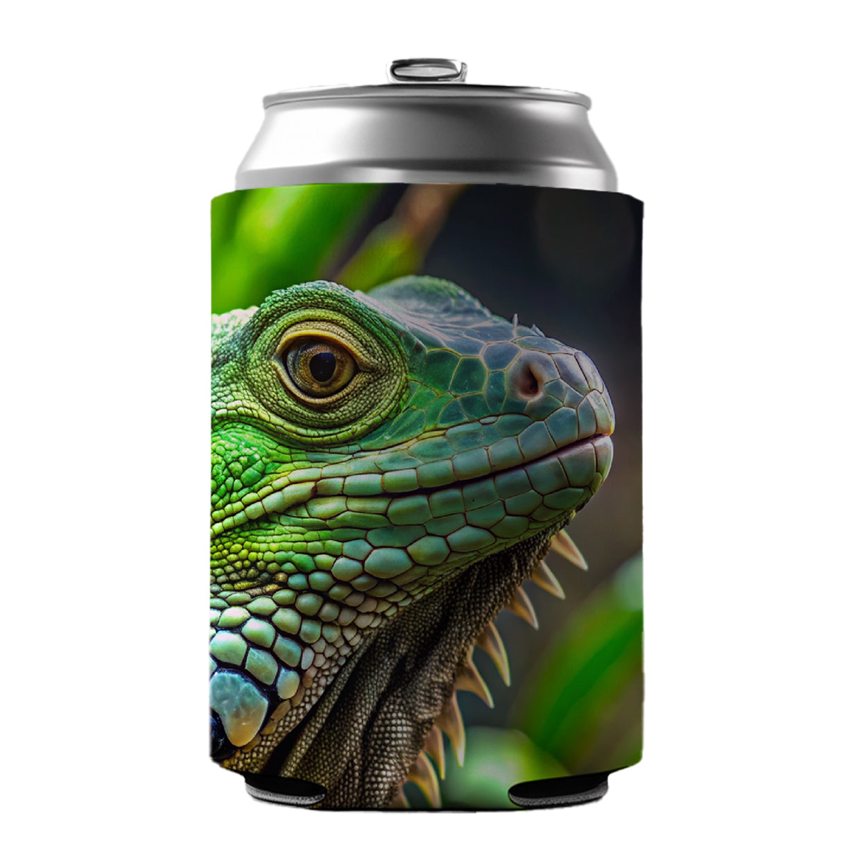 Green Iguana Lizard Reptile Can Cooler Beer Soda Drink Insulated Holder Sleeve Hugger