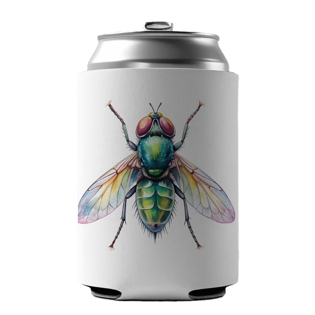 Housefly Fly Watercolor Can Cooler Beer Soda Drink Insulated Holder Sleeve Hugger