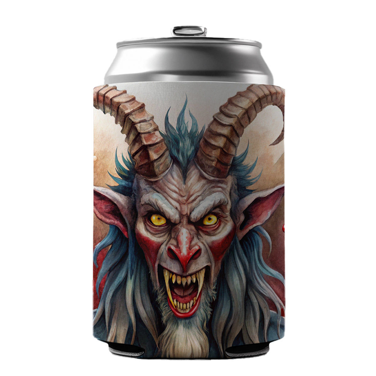 Krampus Watercolor Can Cooler Beer Soda Drink Insulated Holder Sleeve Hugger