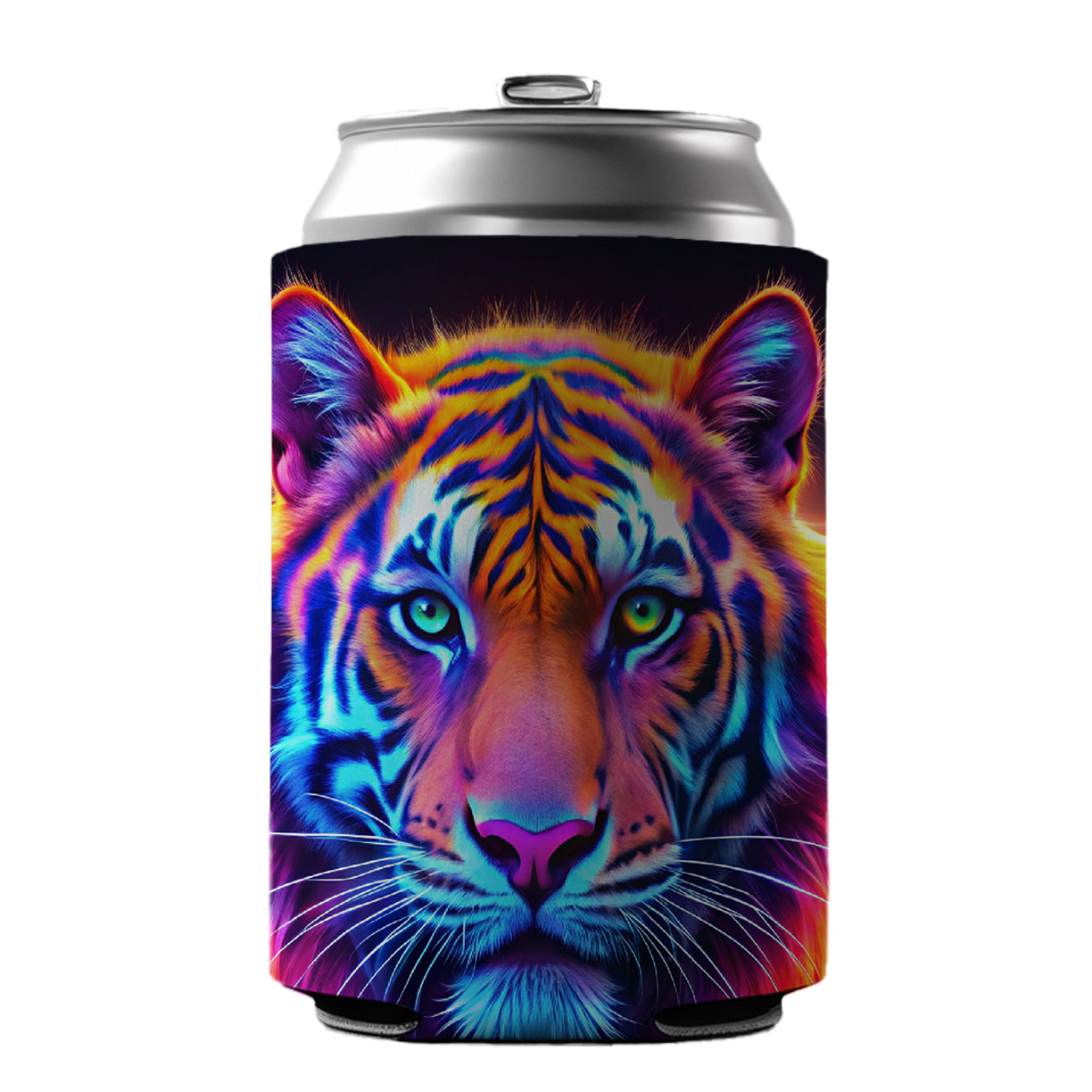 Neon Tiger Can Cooler Beer Soda Drink Insulated Holder Sleeve Hugger