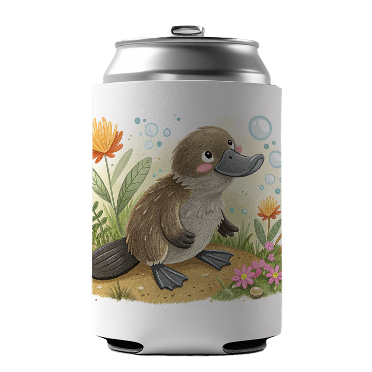 Platypus Children's Illustration Style Can Cooler Beer Soda Drink Insulated Holder Sleeve Hugger