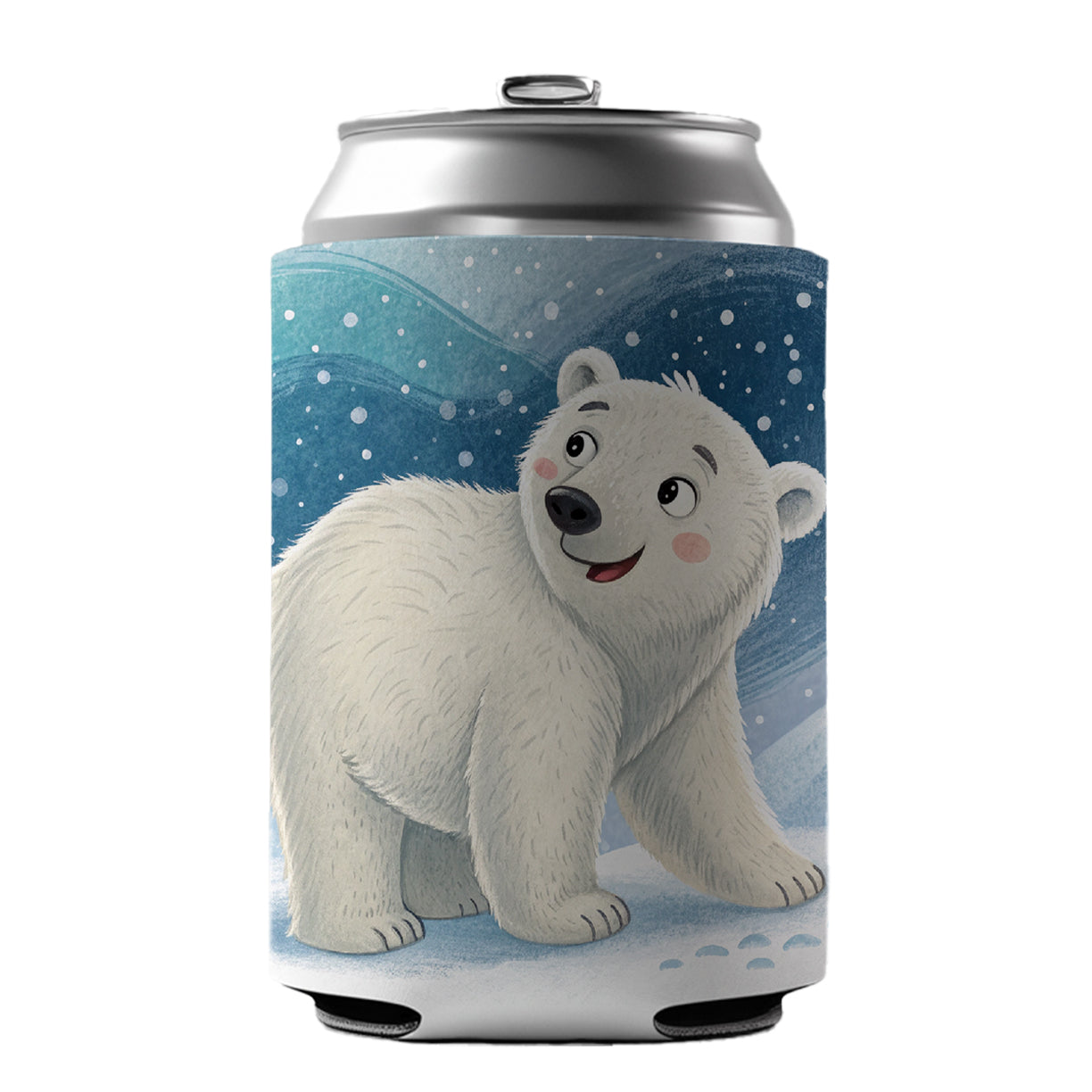 Polar Bear Children's Illustration Style Can Cooler Beer Soda Drink Insulated Holder Sleeve Hugger