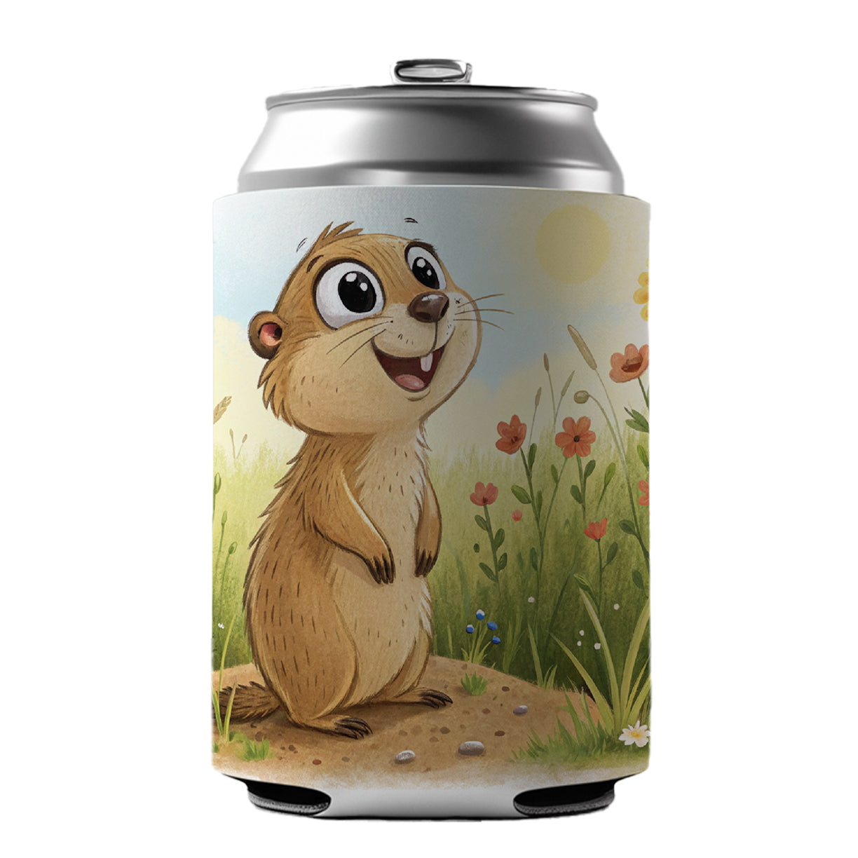 Prairie Dog Children's Illustration Style Can Cooler Beer Soda Drink Insulated Holder Sleeve Hugger