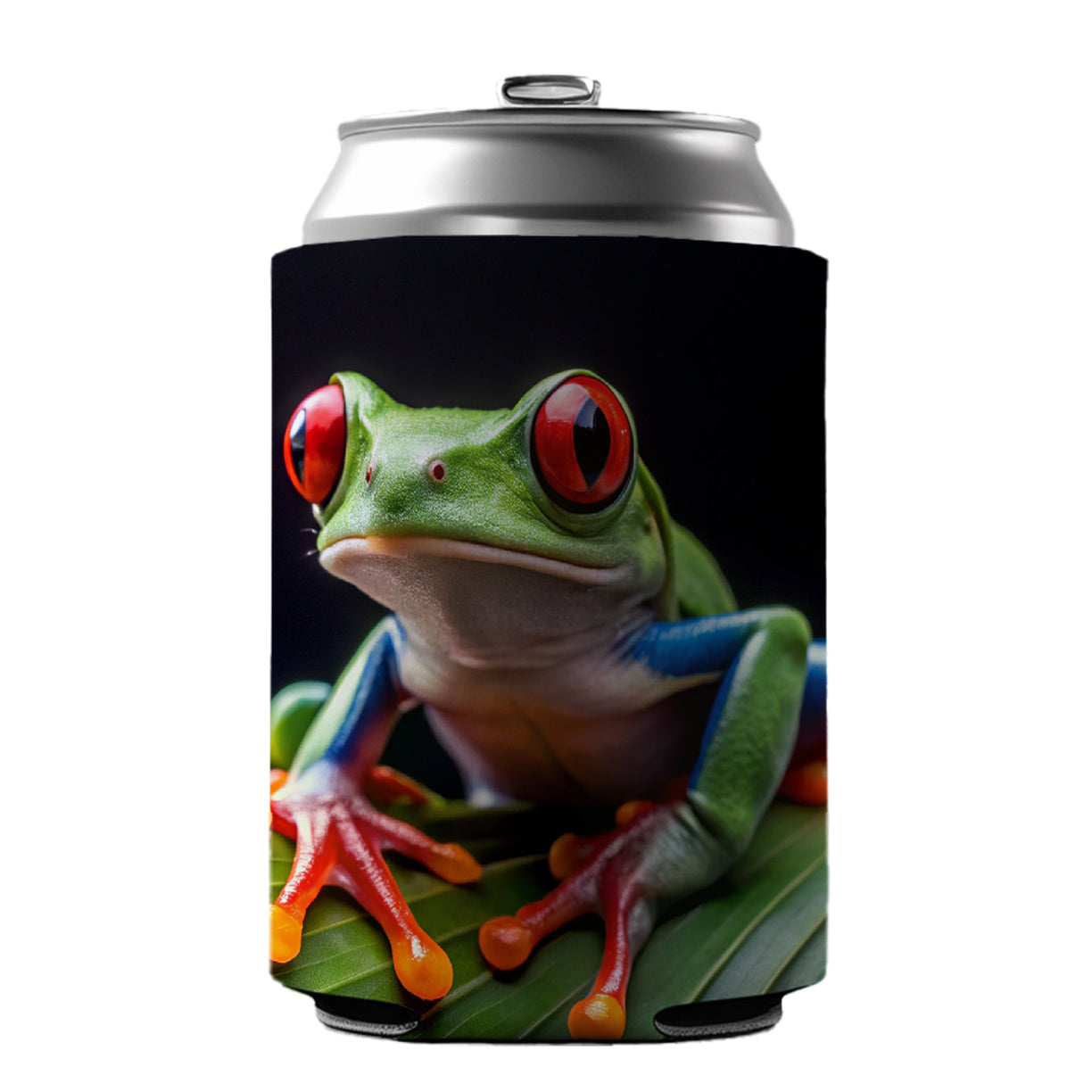 Red Eyed Tree Frog On Leaf Can Cooler Beer Soda Drink Insulated Holder Sleeve Hugger