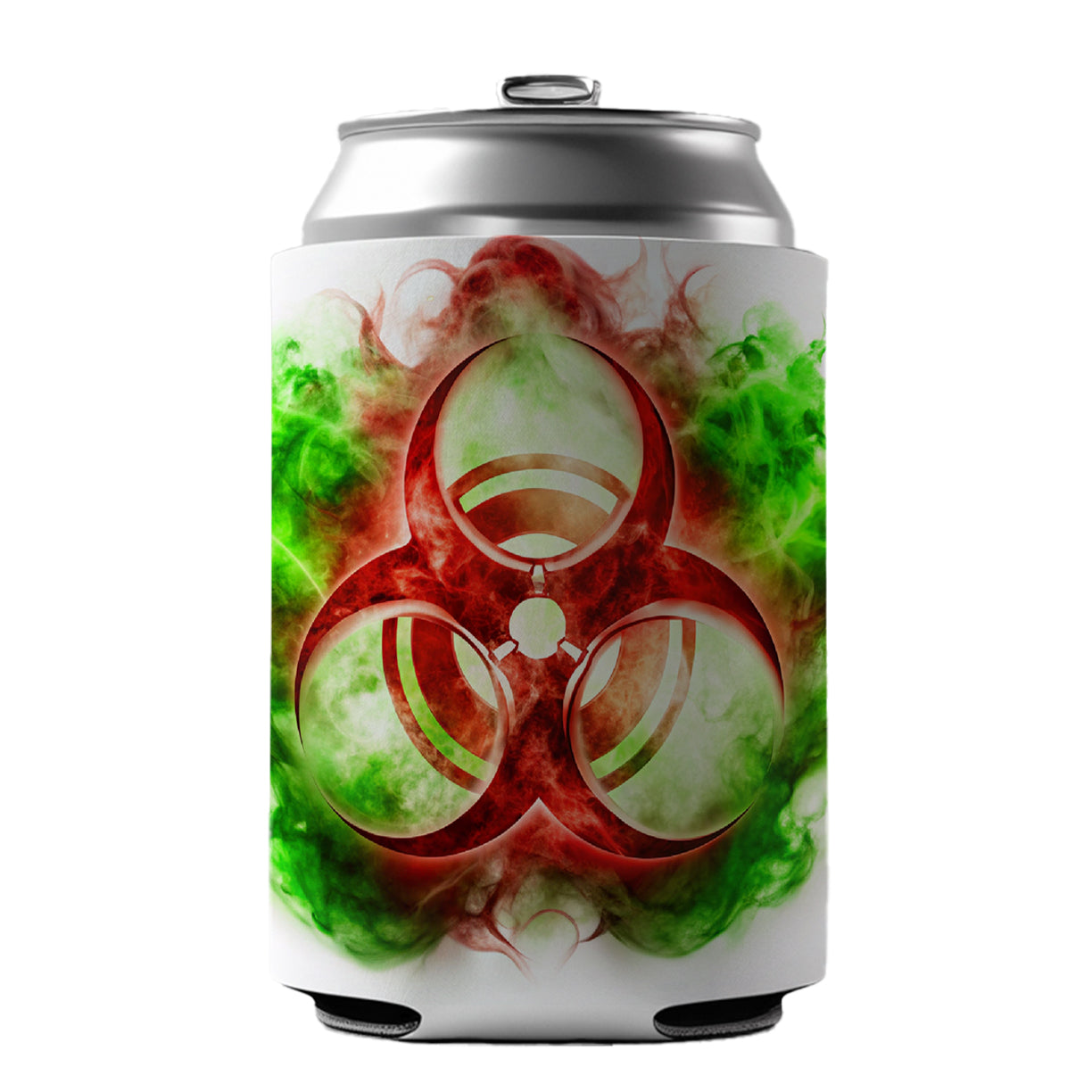 Red Zombie Outbreak Symbol With Green Toxic Gas Can Cooler Beer Soda Drink Insulated Holder Sleeve Hugger
