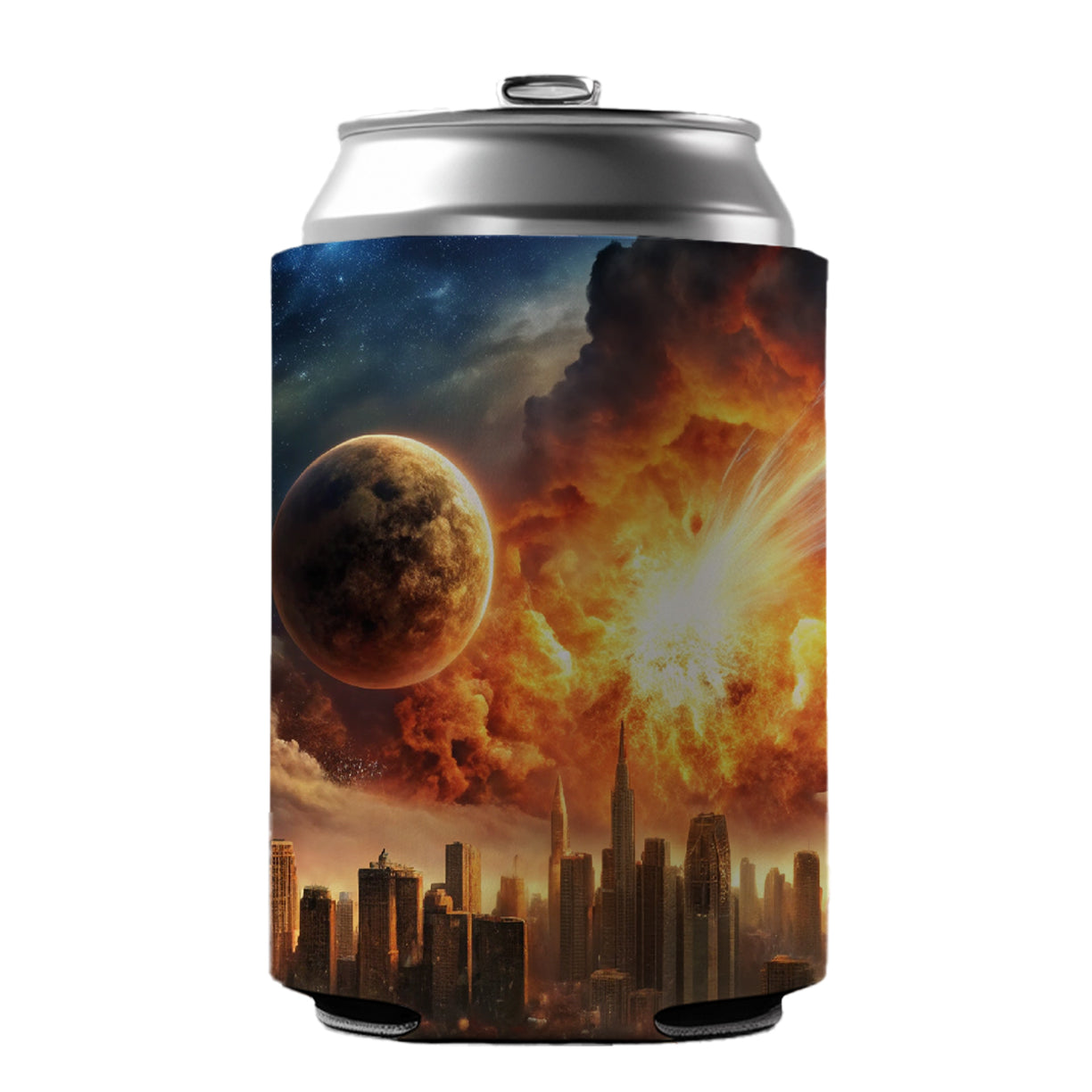 Sci-fi Doomsday End of the World Explosion Can Cooler Beer Soda Drink Insulated Holder Sleeve Hugger