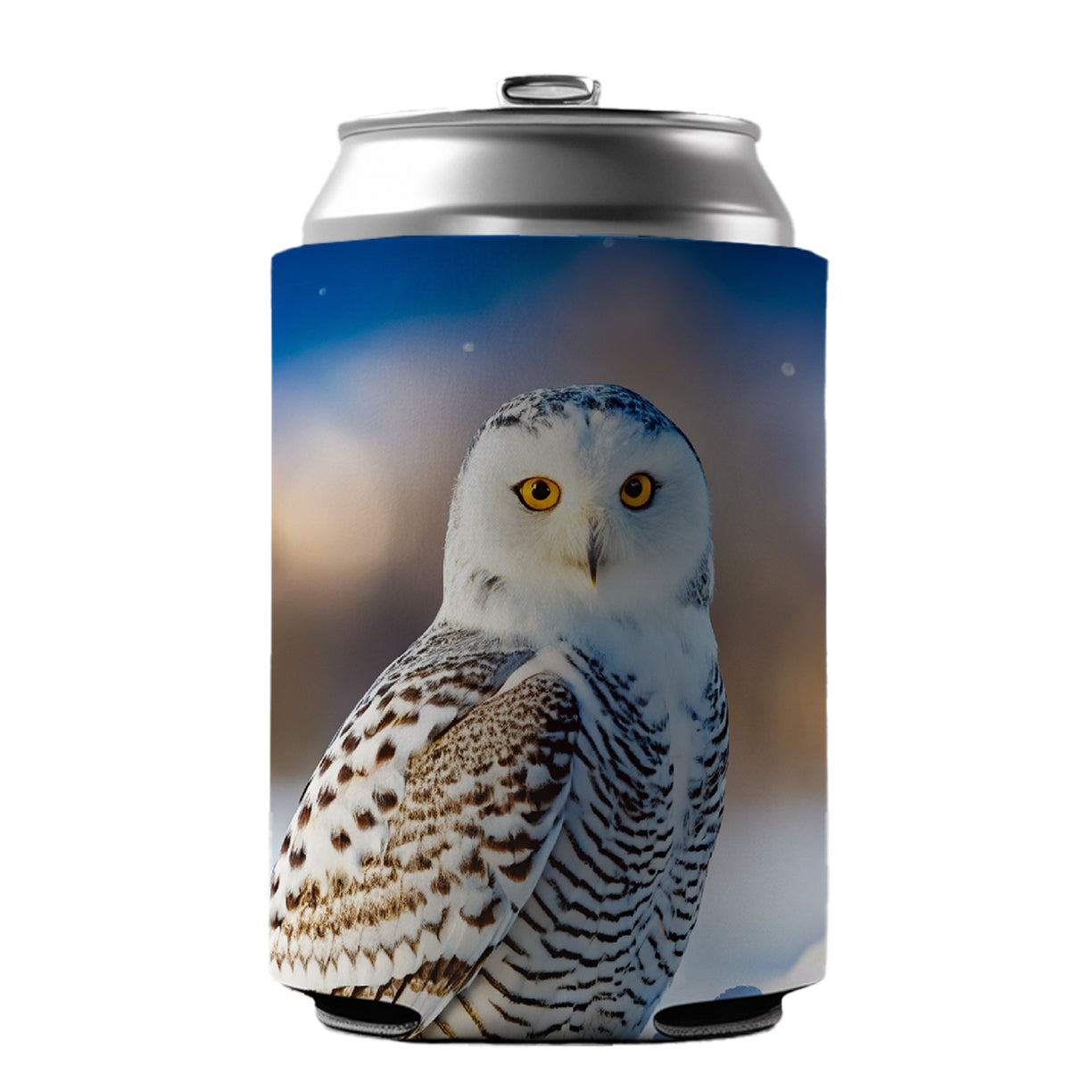 Snowy Owl Raptor Bird Of Prey Can Cooler Beer Soda Drink Insulated Holder Sleeve Hugger