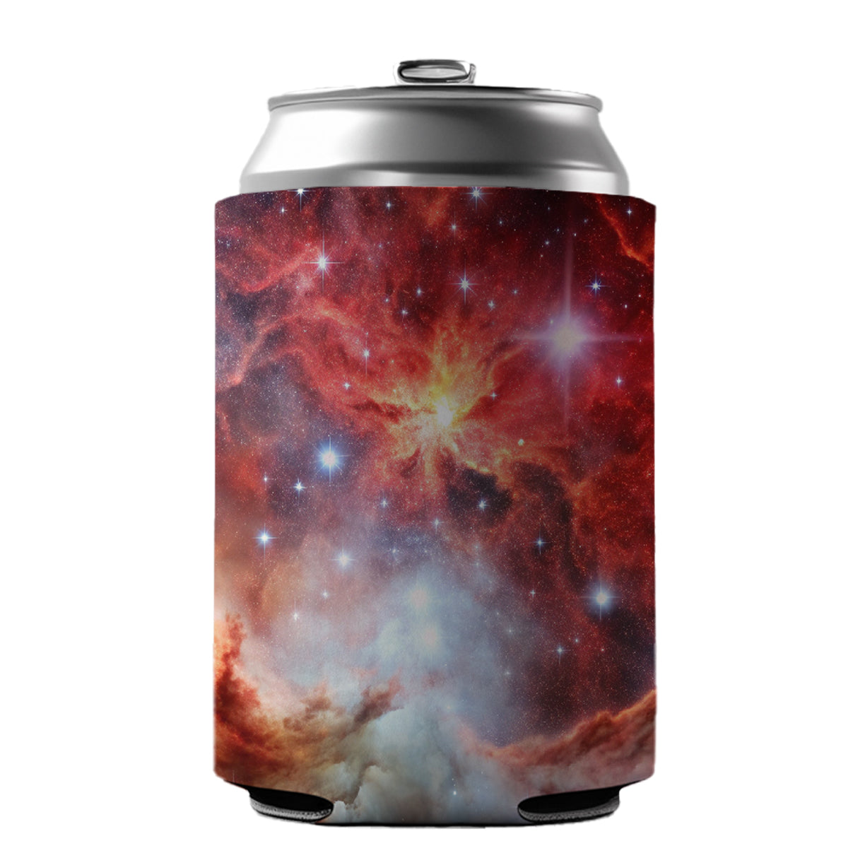 Space Galaxy Nebula Red White Can Cooler Beer Soda Drink Insulated Holder Sleeve Hugger