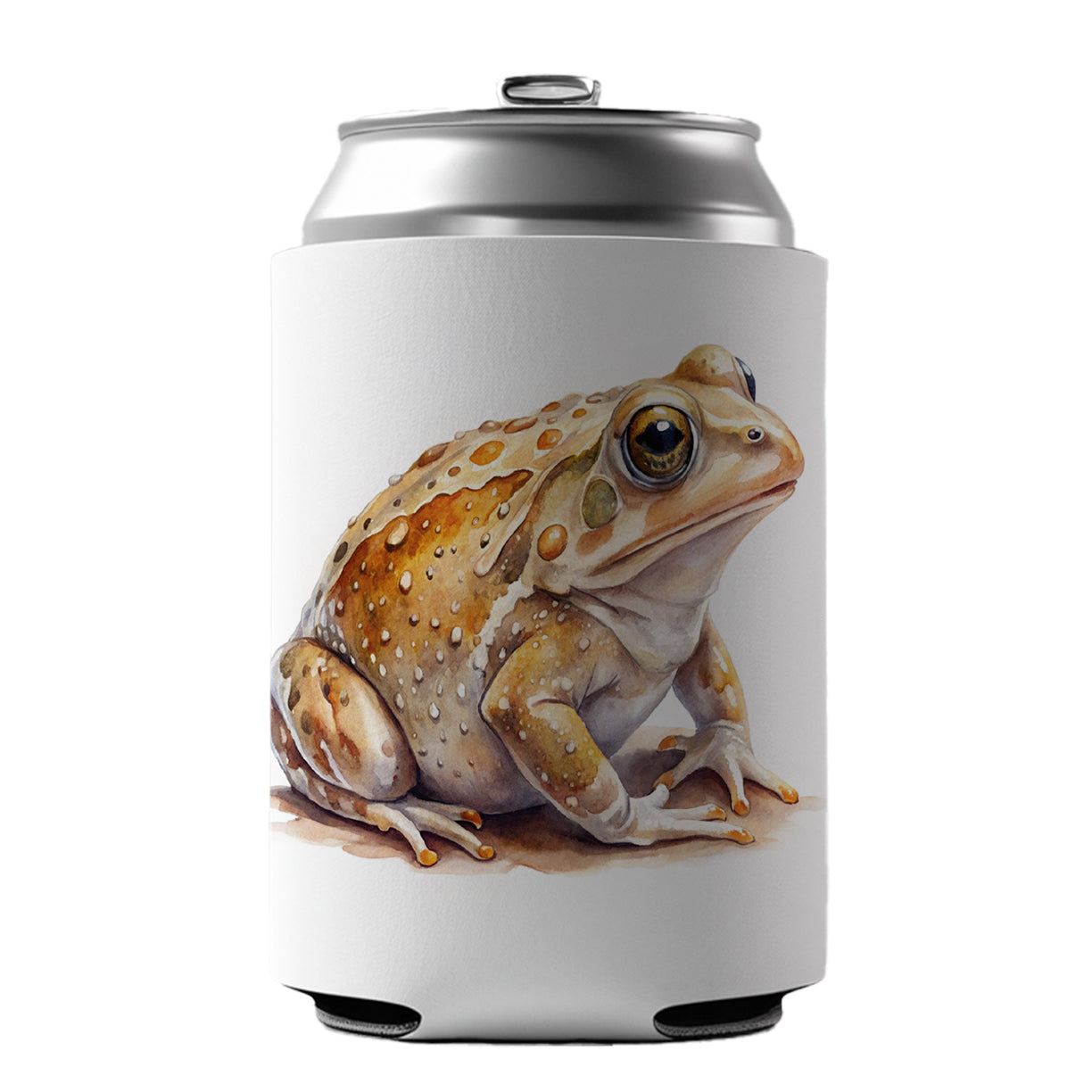 Tan Frog Watercolor Can Cooler Beer Soda Drink Insulated Holder Sleeve Hugger