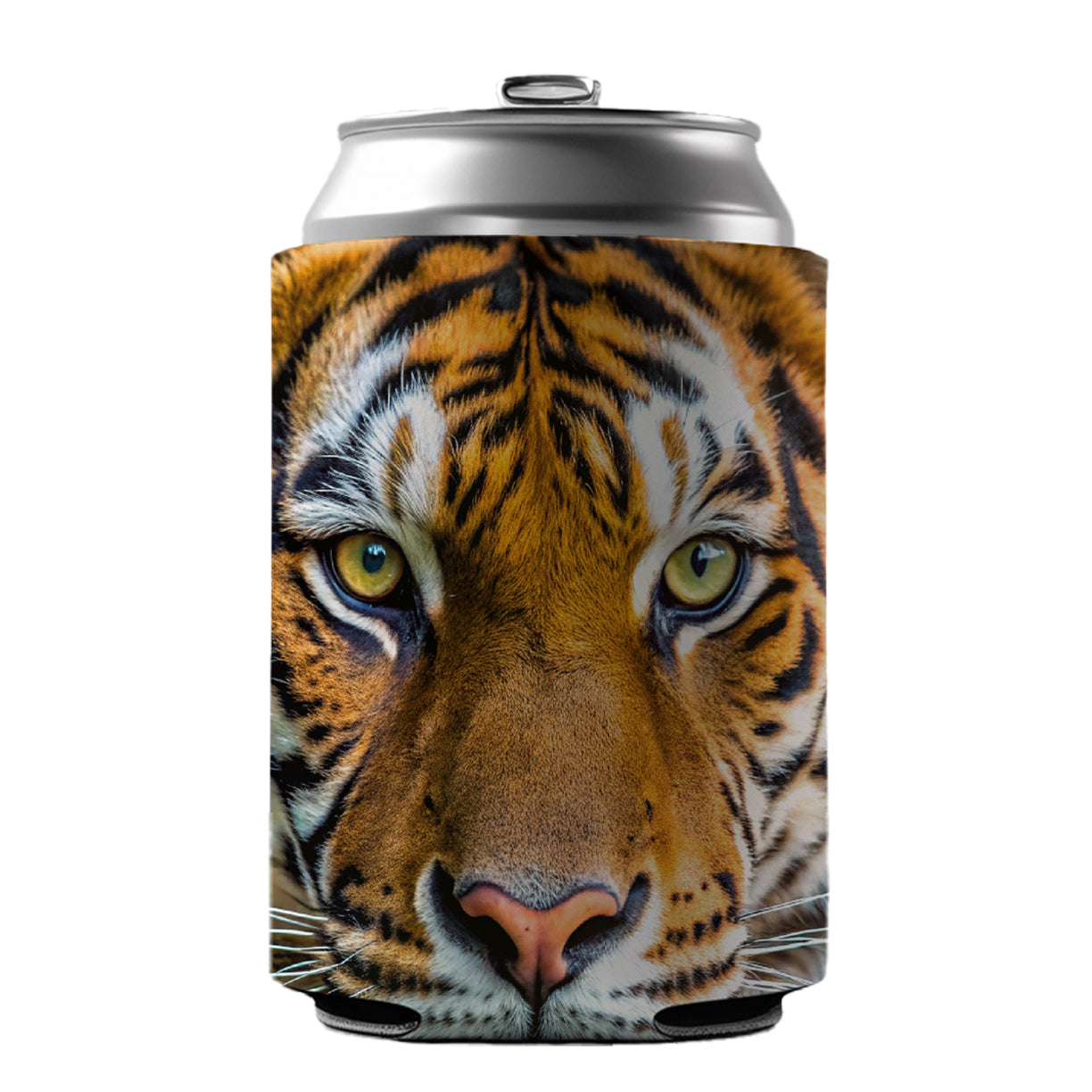 Tiger Face Can Cooler Beer Soda Drink Insulated Holder Sleeve Hugger