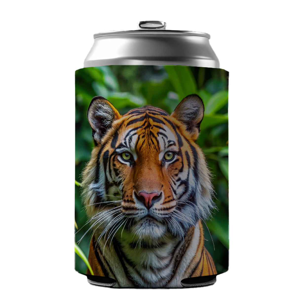 Tiger In The Jungle Can Cooler Beer Soda Drink Insulated Holder Sleeve Hugger