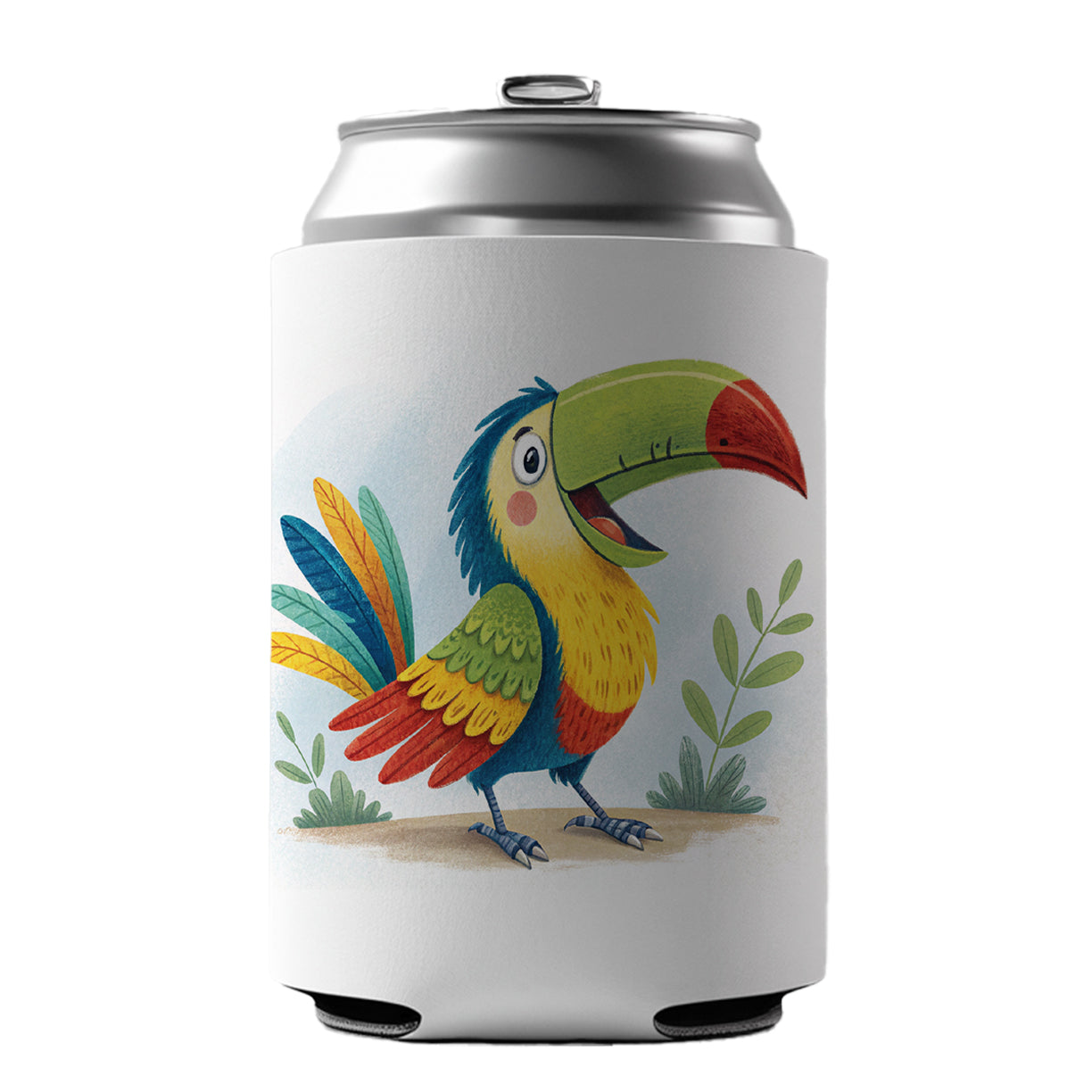 Toucan Bird Children's Illustration Style Can Cooler Beer Soda Drink Insulated Holder Sleeve Hugger