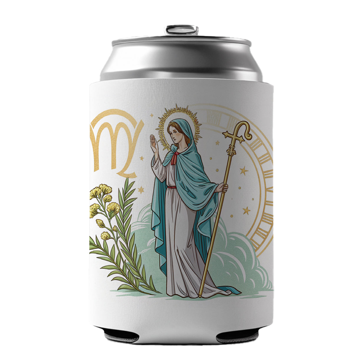Zodiac Horoscope Symbol Virgo Maiden Virgin Can Cooler Beer Soda Drink Insulated Holder Sleeve Hugger