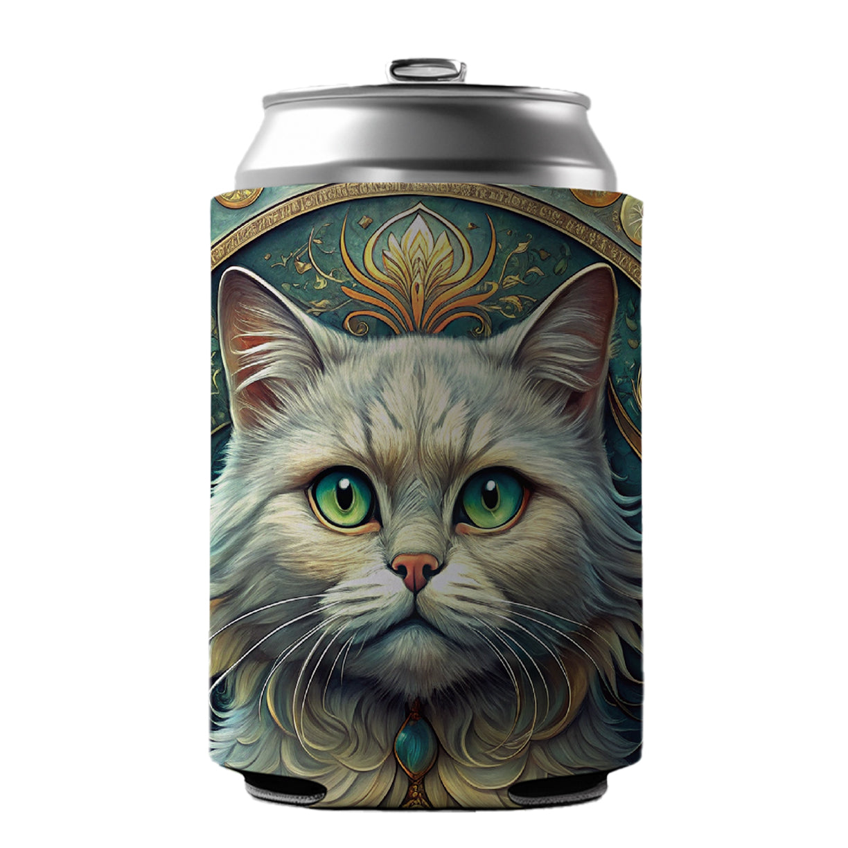Persian Cat Art Nouveau Can Cooler Beer Soda Drink Insulated Holder Sleeve Hugger