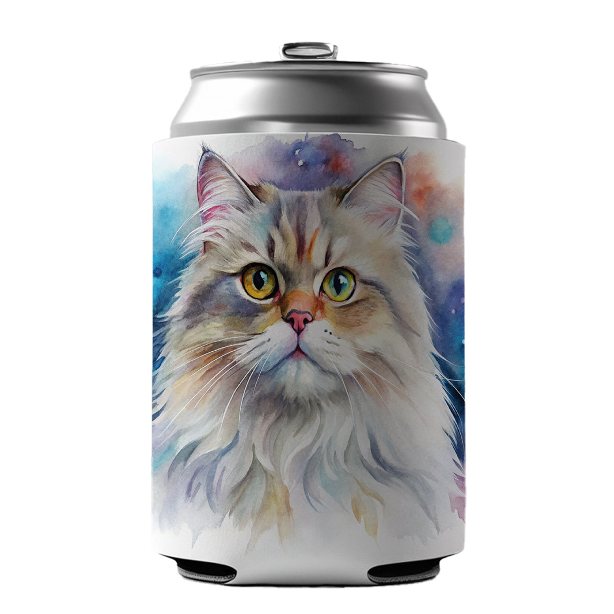 Persian Cat Watercolor Style Can Cooler Beer Soda Drink Insulated Holder Sleeve Hugger