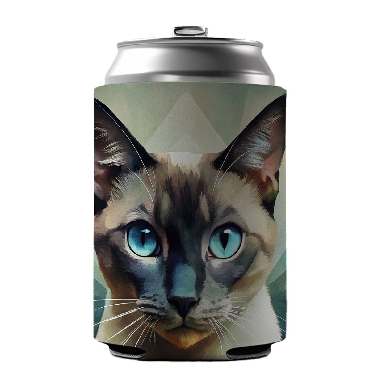 Siamese Cat Abstract Stylized Art Can Cooler Beer Soda Drink Insulated Holder Sleeve Hugger