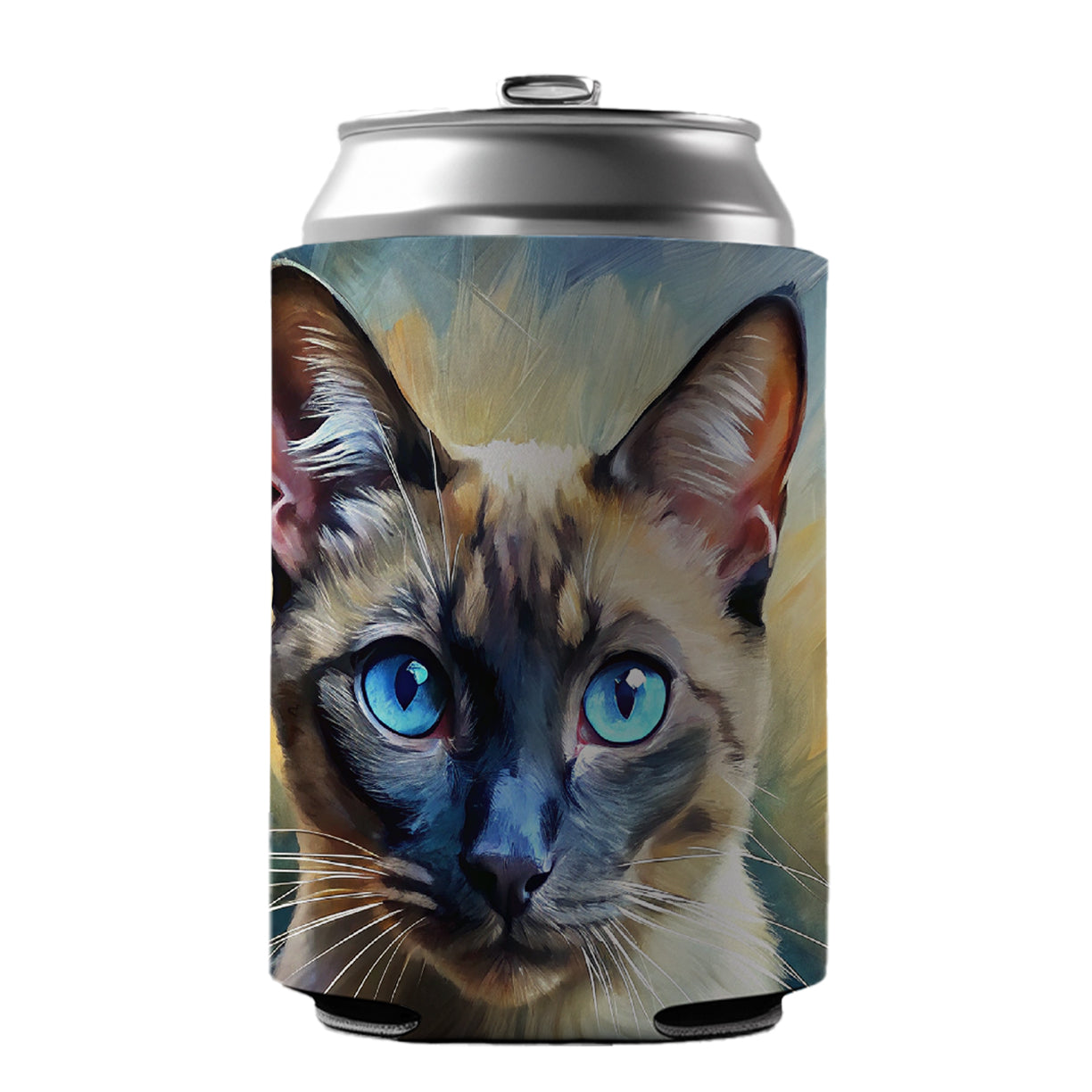 Siamese Cat Expressionism Art Can Cooler Beer Soda Drink Insulated Holder Sleeve Hugger