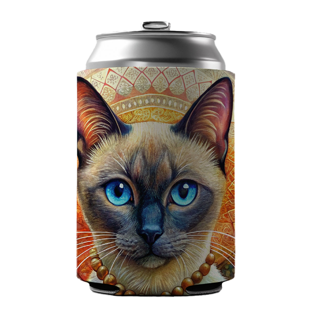 Siamese Cat French Bohemian Art Can Cooler Beer Soda Drink Insulated Holder Sleeve Hugger