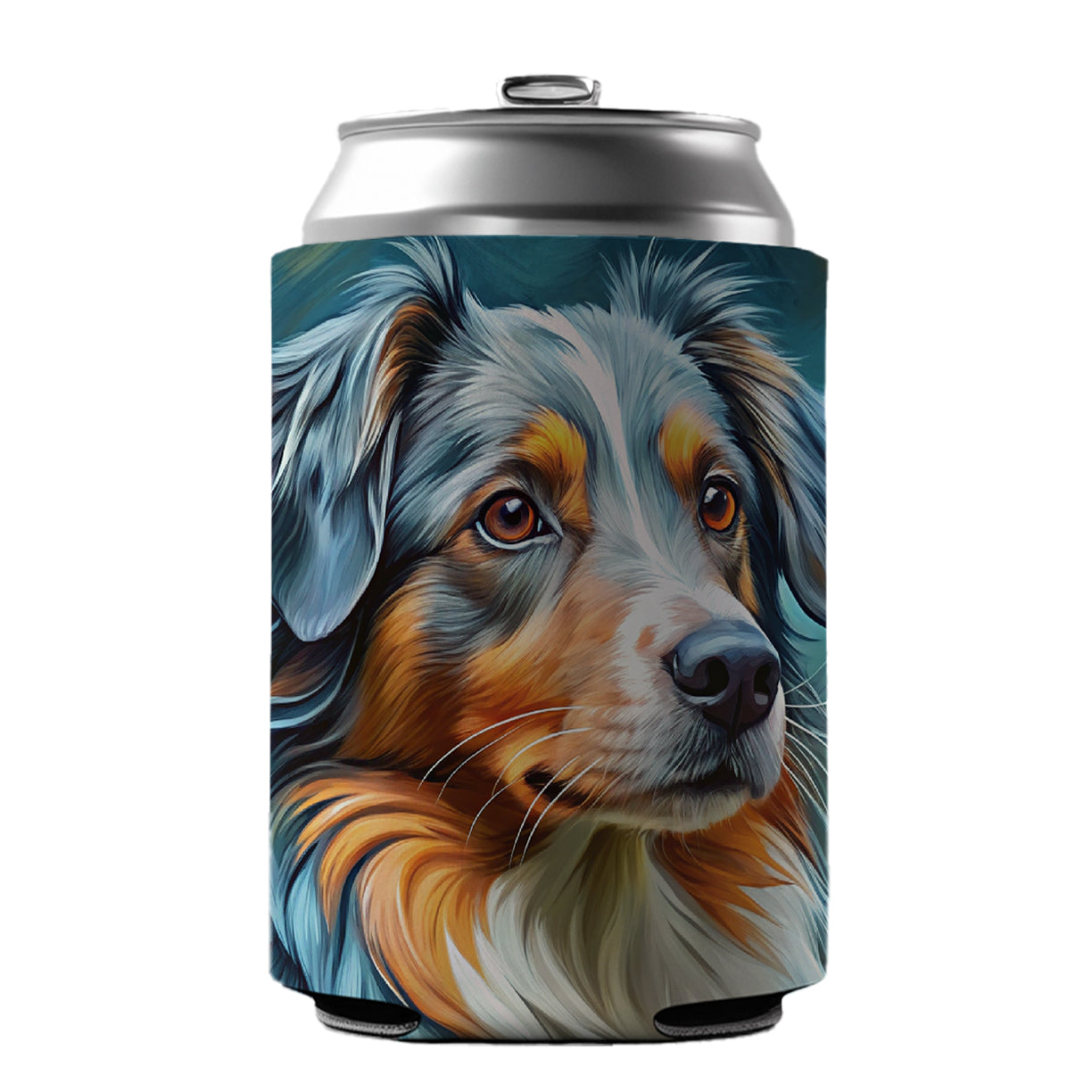 Australian Shepherd Dog Expressionism Art Can Cooler Beer Soda Drink Insulated Holder Sleeve Hugger