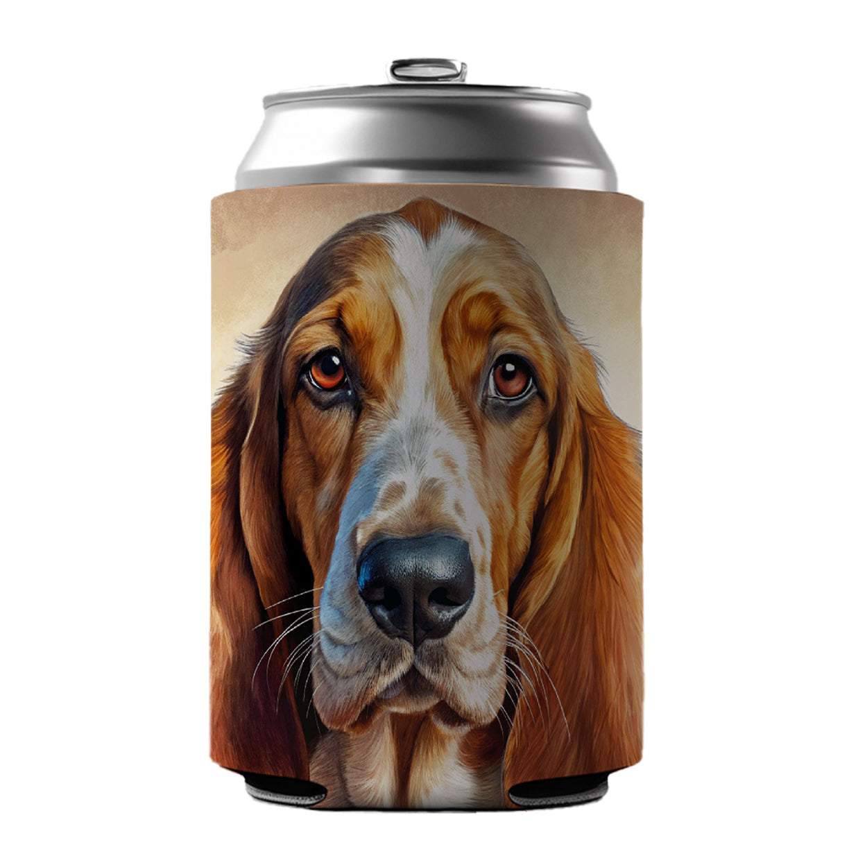 Basset Hound Dog Illustration Can Cooler Beer Soda Drink Insulated Holder Sleeve Hugger