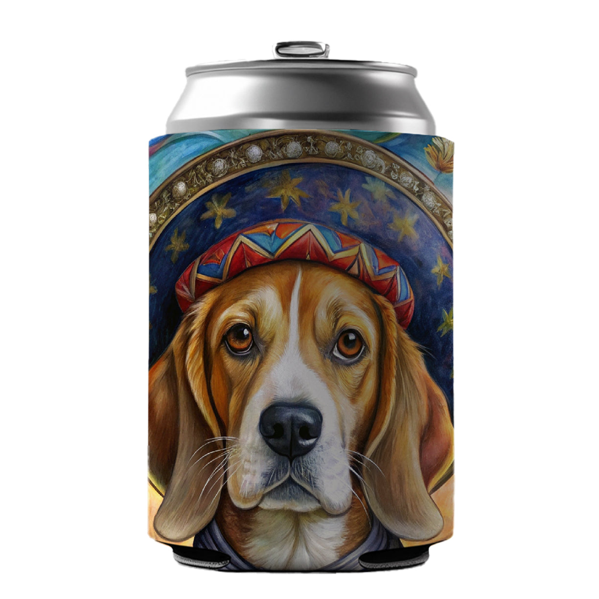 Beagle Dog French Bohemian Art Can Cooler Beer Soda Drink Insulated Holder Sleeve Hugger