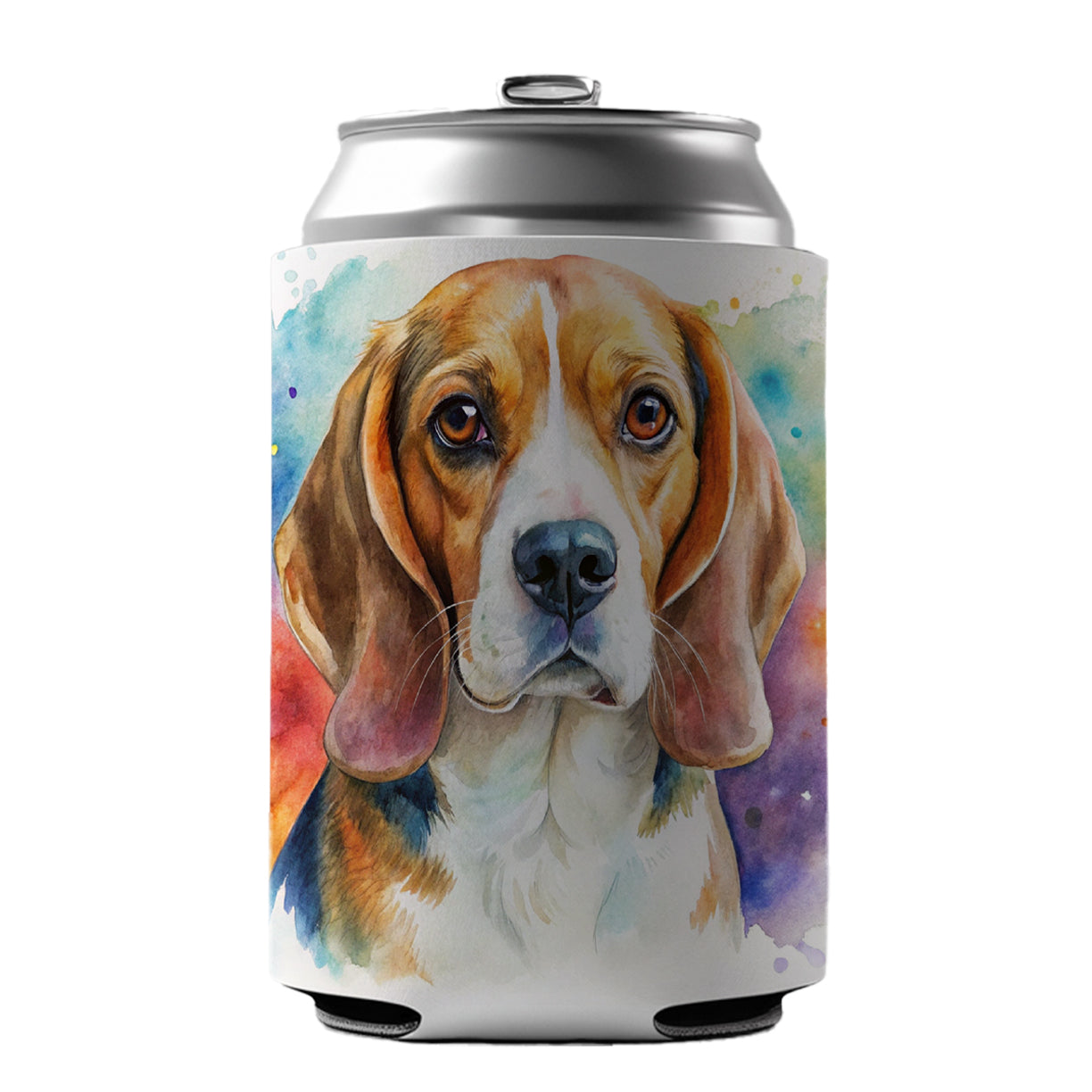 Beagle Dog Watercolor Style Can Cooler Beer Soda Drink Insulated Holder Sleeve Hugger