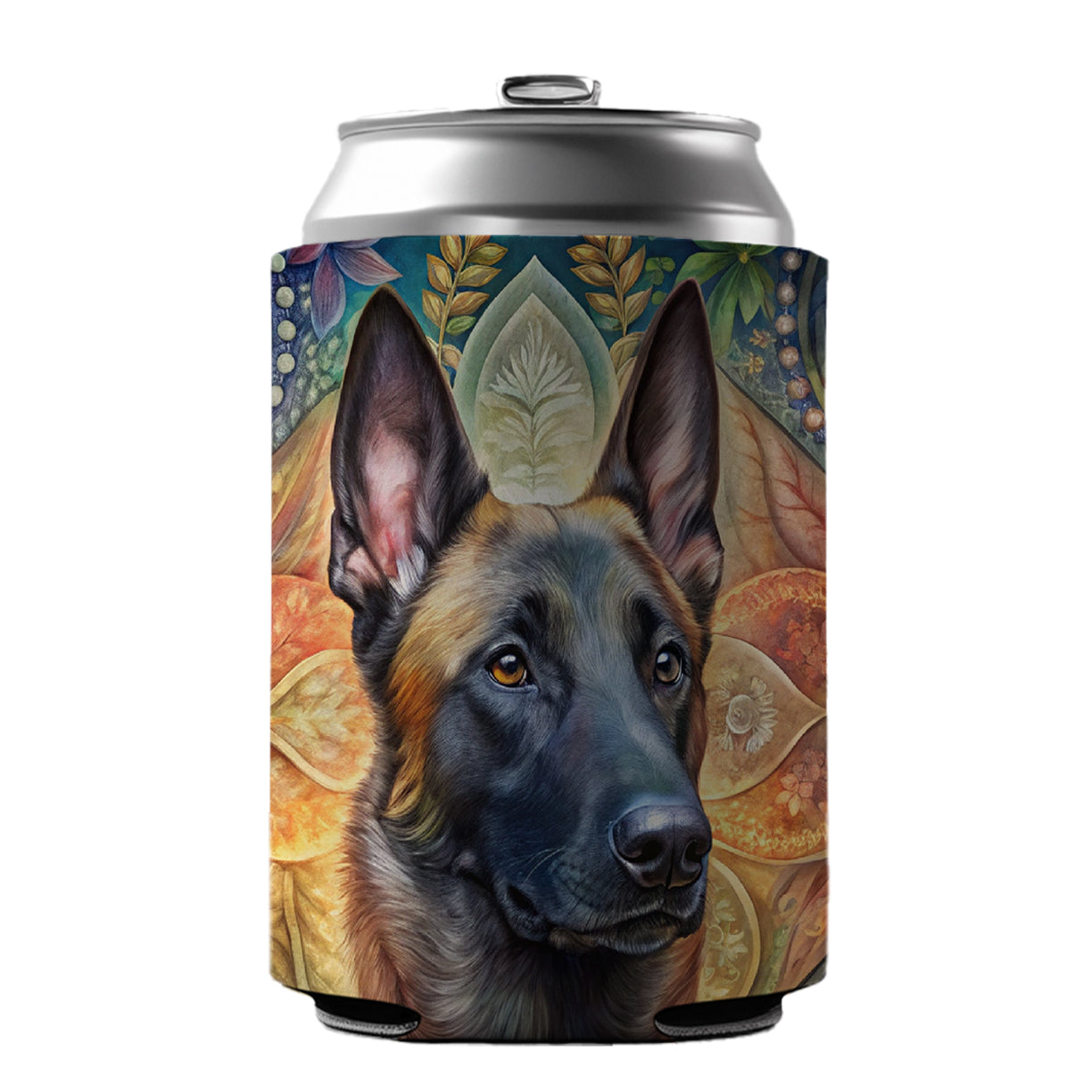 Belgian Malinois Dog Bohemian Art Can Cooler Beer Soda Drink Insulated Holder Sleeve Hugger