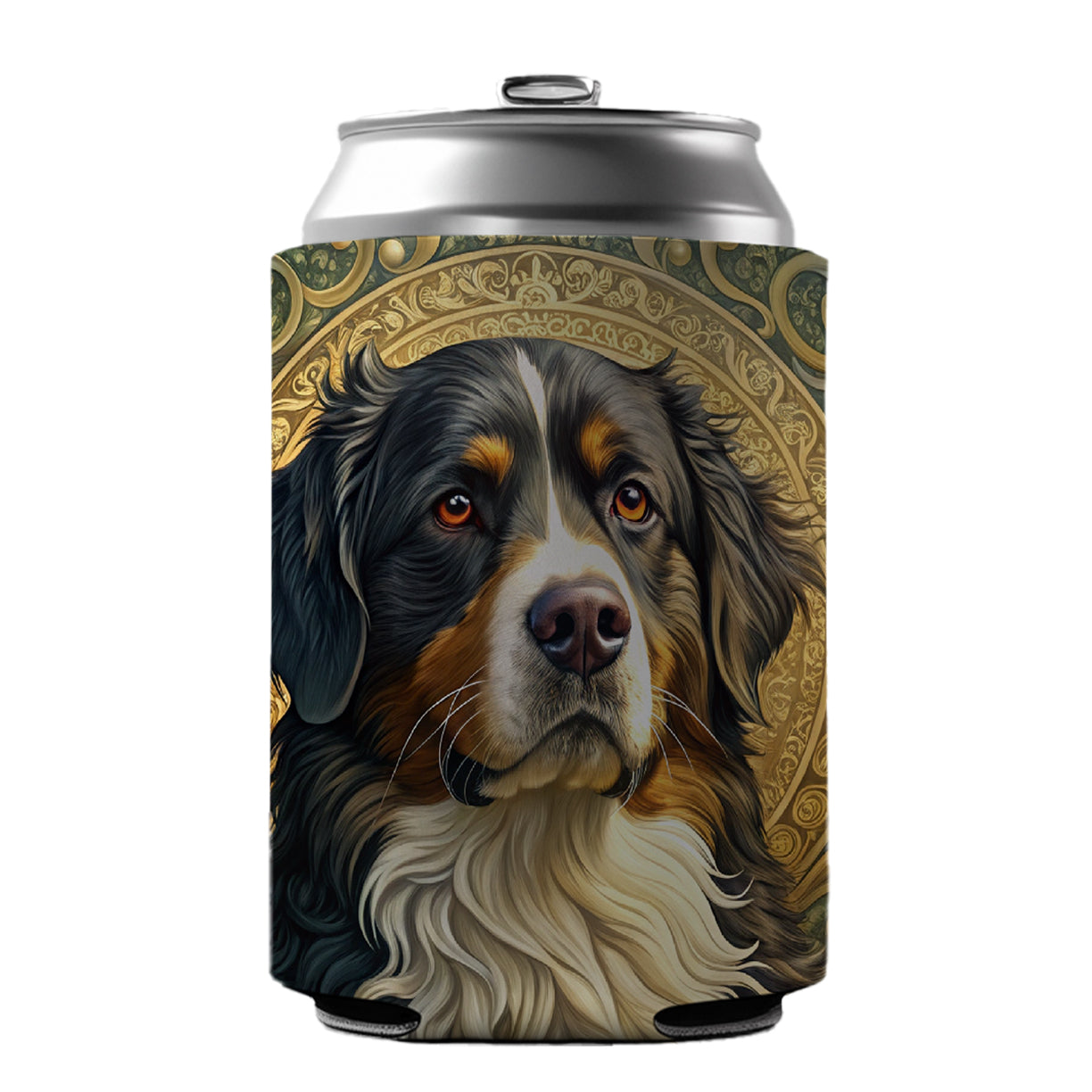 Bernese Mountain Dog Art Nouveau Can Cooler Beer Soda Drink Insulated Holder Sleeve Hugger
