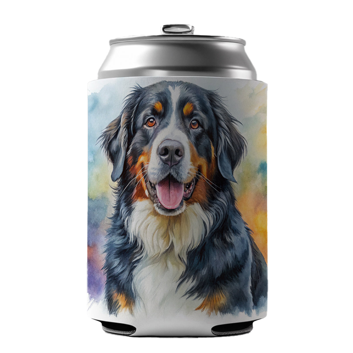 Bernese Mountain Dog Watercolor Style Can Cooler Beer Soda Drink Insulated Holder Sleeve Hugger