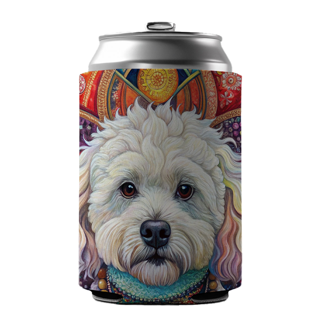 Bichon Frise Dog Bohemian Art Can Cooler Beer Soda Drink Insulated Holder Sleeve Hugger