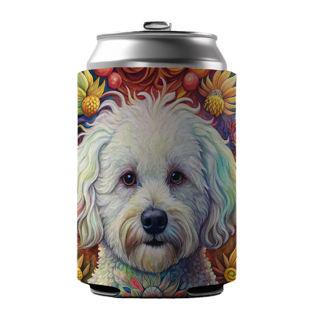 Bichon Frise Dog French Bohemian Art Can Cooler Beer Soda Drink Insulated Holder Sleeve Hugger