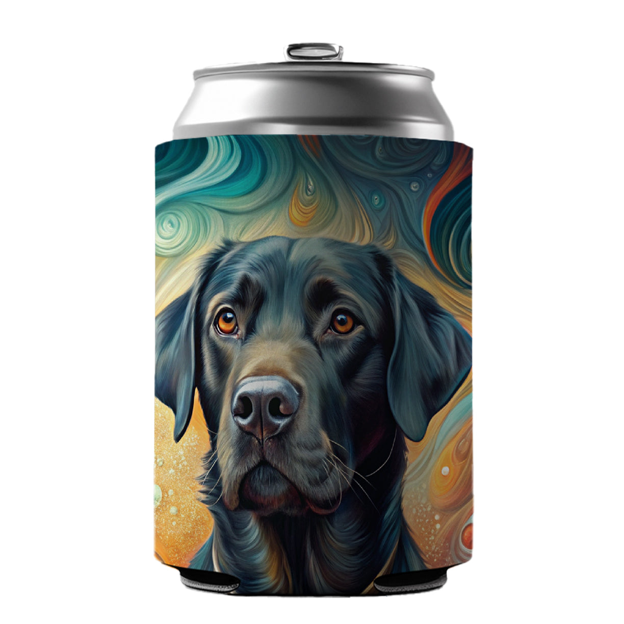 Black Labrador Retriever Dog Abstract Art Can Cooler Beer Soda Drink Insulated Holder Sleeve Hugger