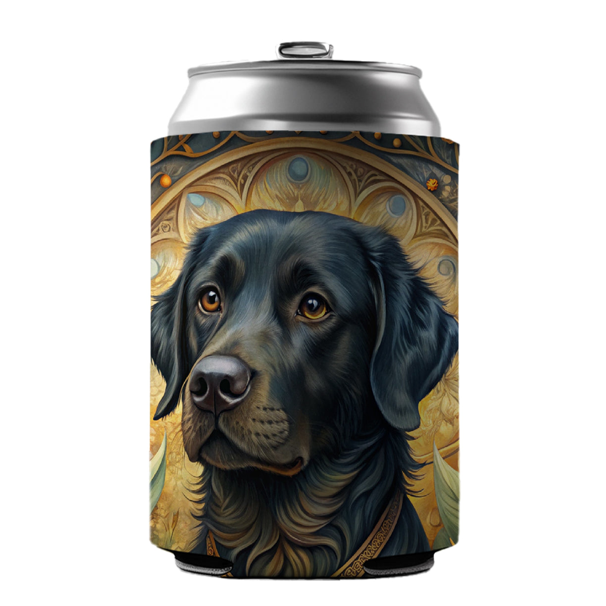 Black Labrador Retriever Dog Art Nouveau Can Cooler Beer Soda Drink Insulated Holder Sleeve Hugger