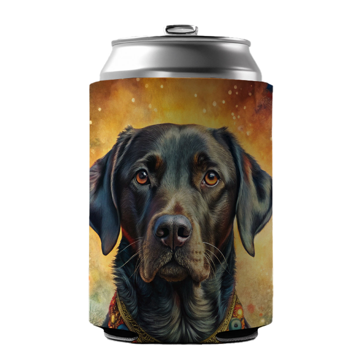Black Labrador Retriever Dog Bohemian Art Can Cooler Beer Soda Drink Insulated Holder Sleeve Hugger