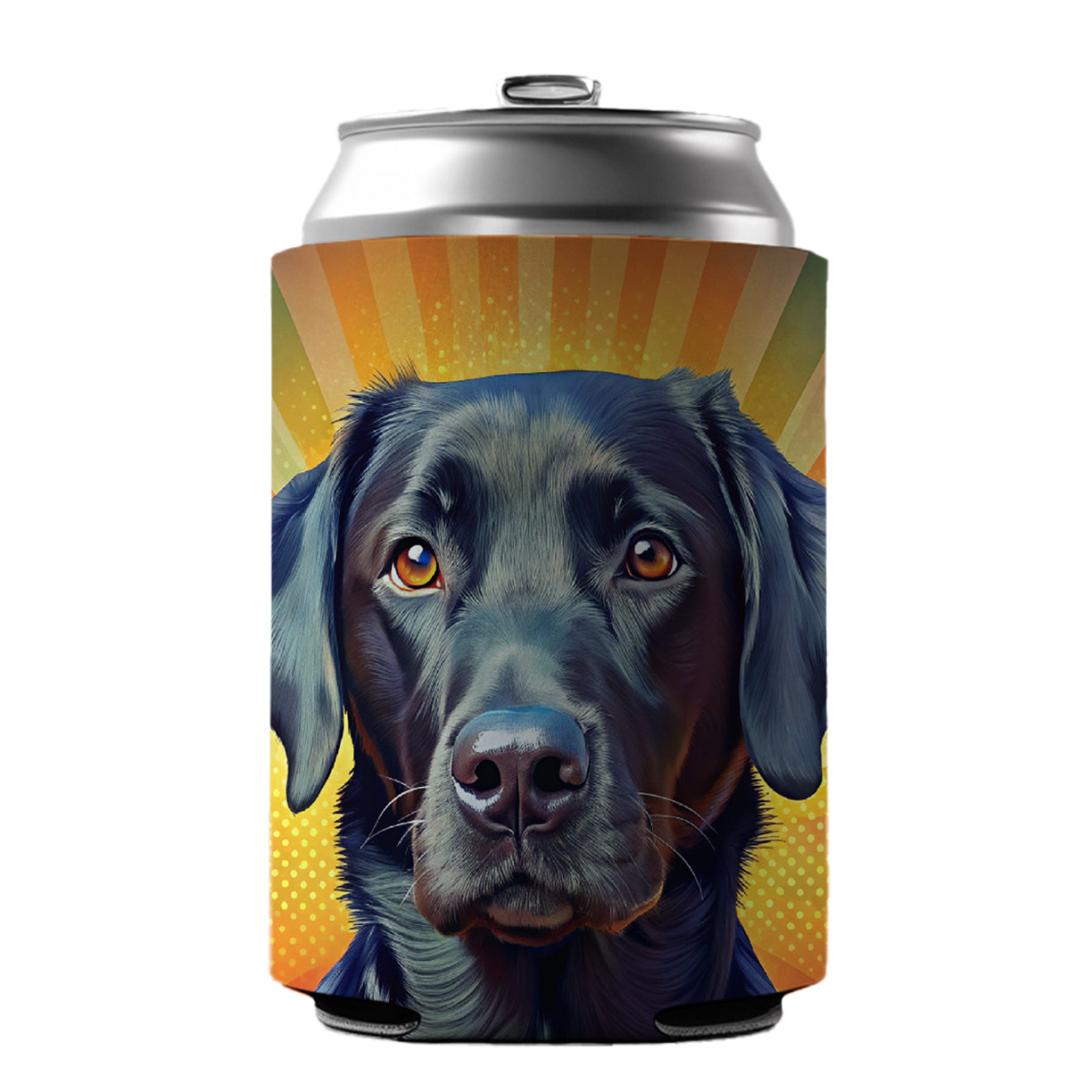 Black Labrador Retriever Dog Pop Art Can Cooler Beer Soda Drink Insulated Holder Sleeve Hugger