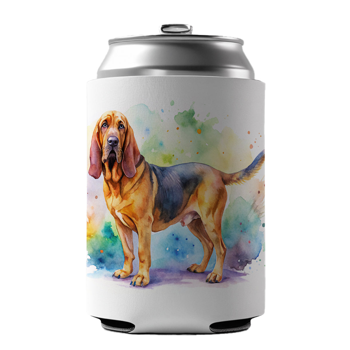 Bloodhound Dog Watercolor Style Can Cooler Beer Soda Drink Insulated Holder Sleeve Hugger