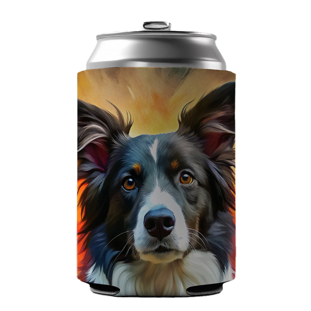 Border Collie Dog Expressionism Art Can Cooler Beer Soda Drink Insulated Holder Sleeve Hugger