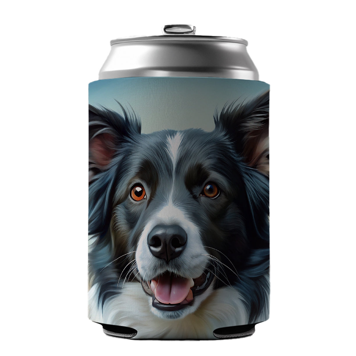 Border Collie Dog Illustration Can Cooler Beer Soda Drink Insulated Holder Sleeve Hugger
