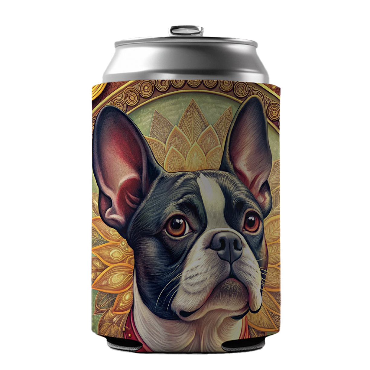 Boston Terrier Dog Art Nouveau Can Cooler Beer Soda Drink Insulated Holder Sleeve Hugger