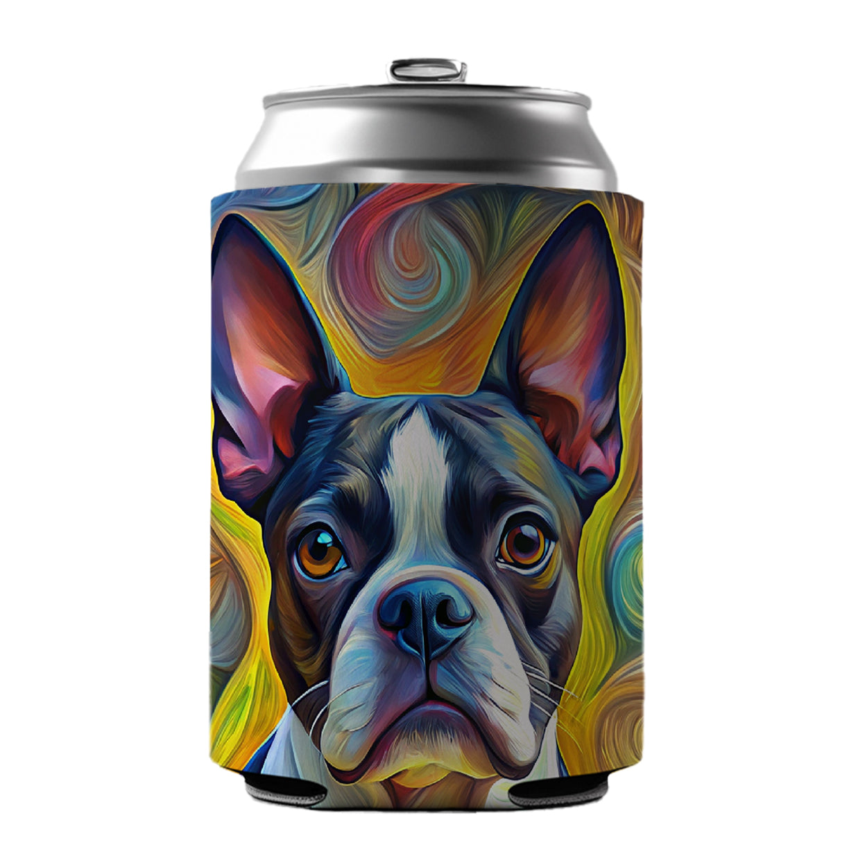 Boston Terrier Dog Expressionism Art Can Cooler Beer Soda Drink Insulated Holder Sleeve Hugger