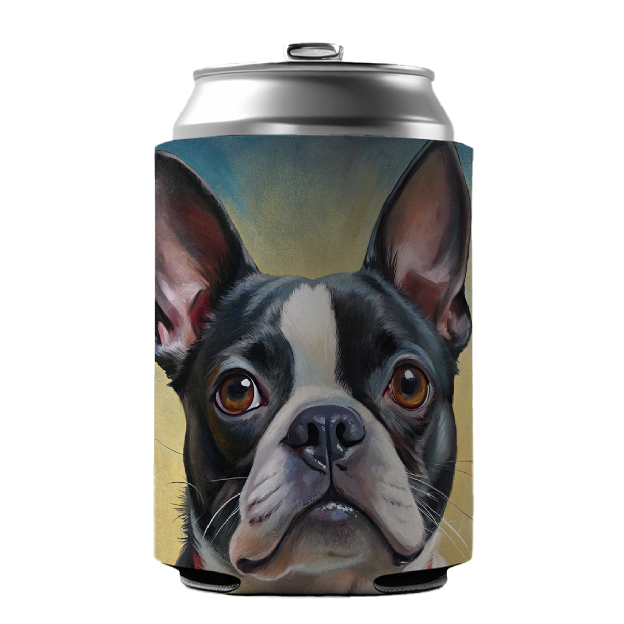 Boston Terrier Dog Illustration Can Cooler Beer Soda Drink Insulated Holder Sleeve Hugger